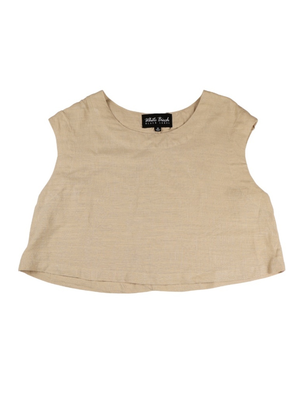 White Birch Black Label Beige Linen Blend Crop Top Size M Minimalist Neutral
